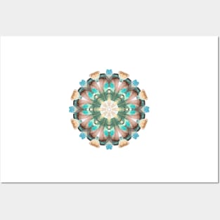 Intricate Feather Kaleidoscope Pattern Posters and Art